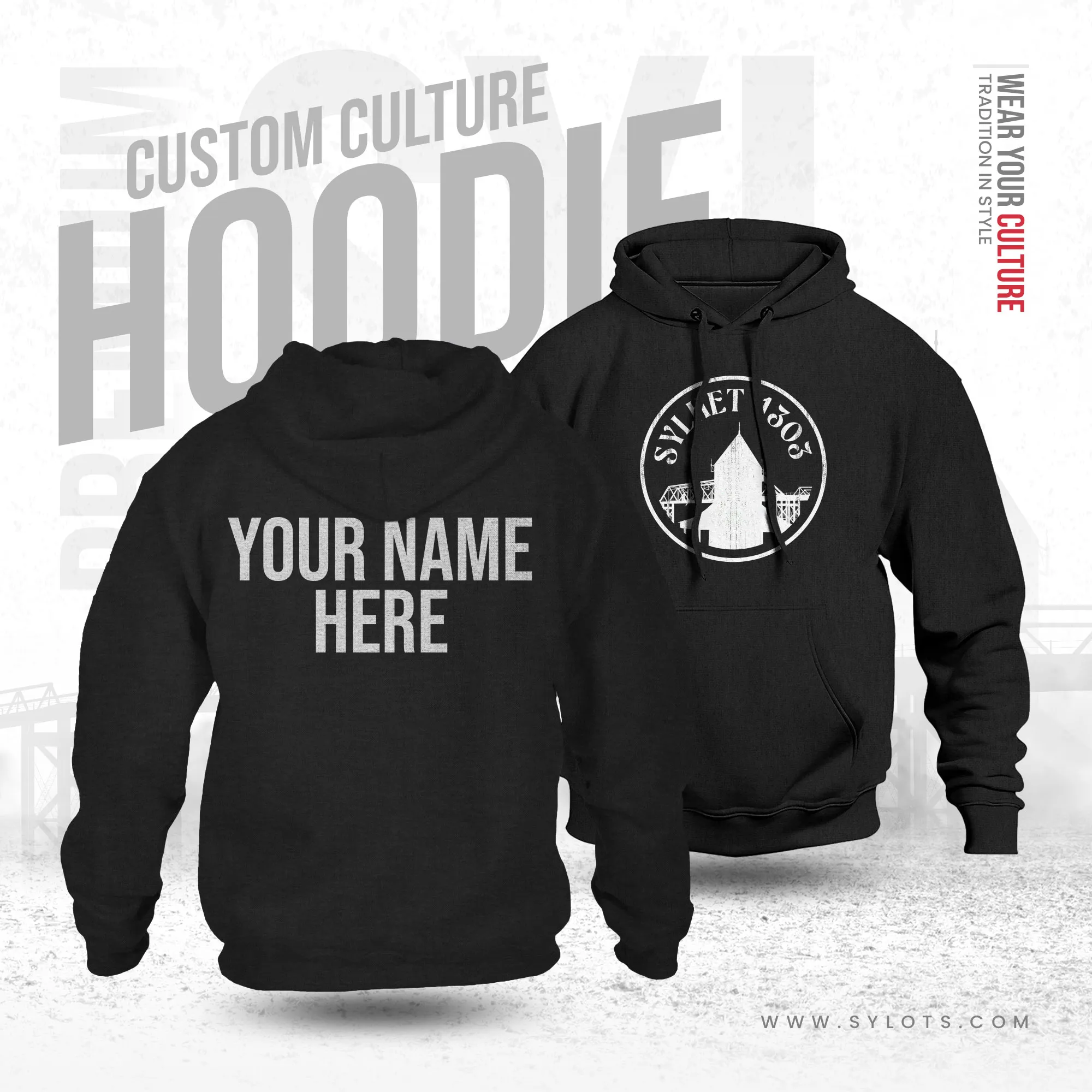 4_3 Sylhet 1303 Circle | Personalized Premium Black Hoodie - Image 1
