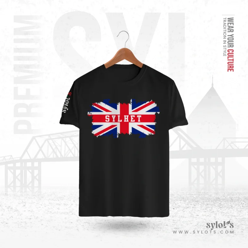 UK Flag ~ Sylhet ~ United Kingdom | Premium Black T-shirt - Image 1