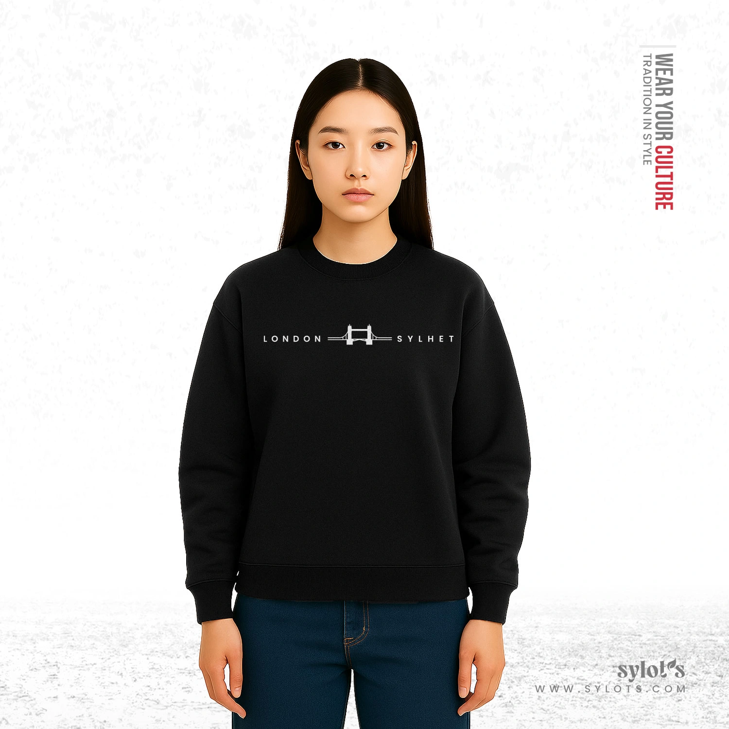 2 (8) Sylhet ~ London | Tower Bridge | Premium Women Sweatshirt - Image 2
