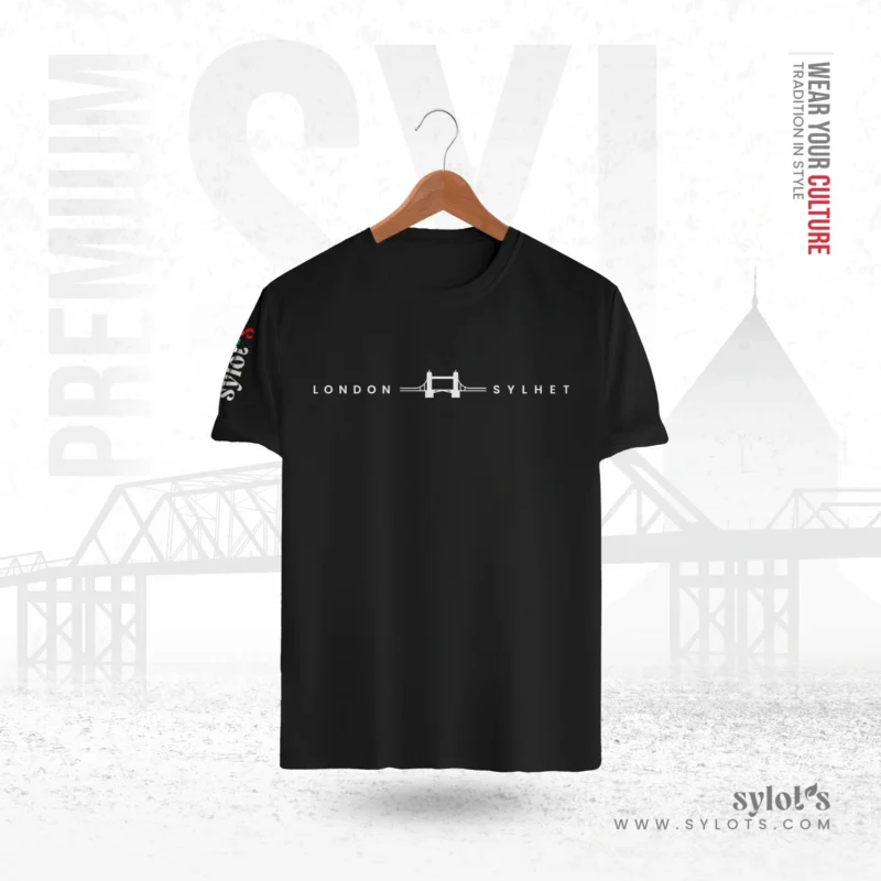Sylhet ~ London | Tower Bridge | Premium Black T-shirt - Image 1