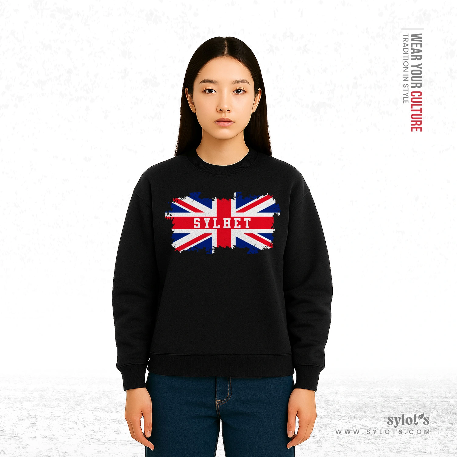 3 (12) UK Flag ~ Sylhet ~ United Kingdom | Premium Women Sweatshirt - Image 2