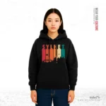 Sylhet Skyline Retro Vintage | Premium Women Black Hoodie - Image 2
