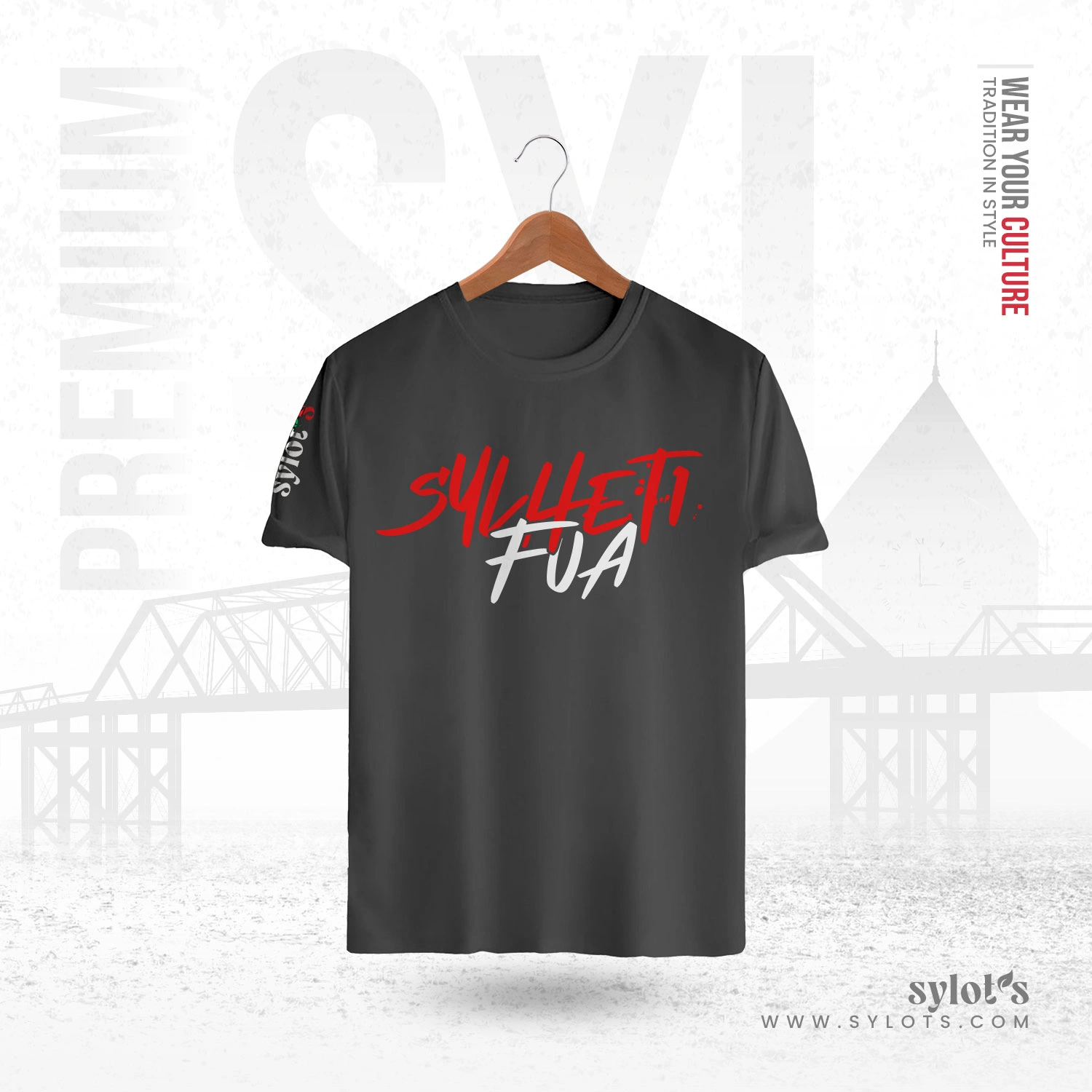 3 (2) Sylheti Fua Typography | Premium Gray T-shirt - Image 1