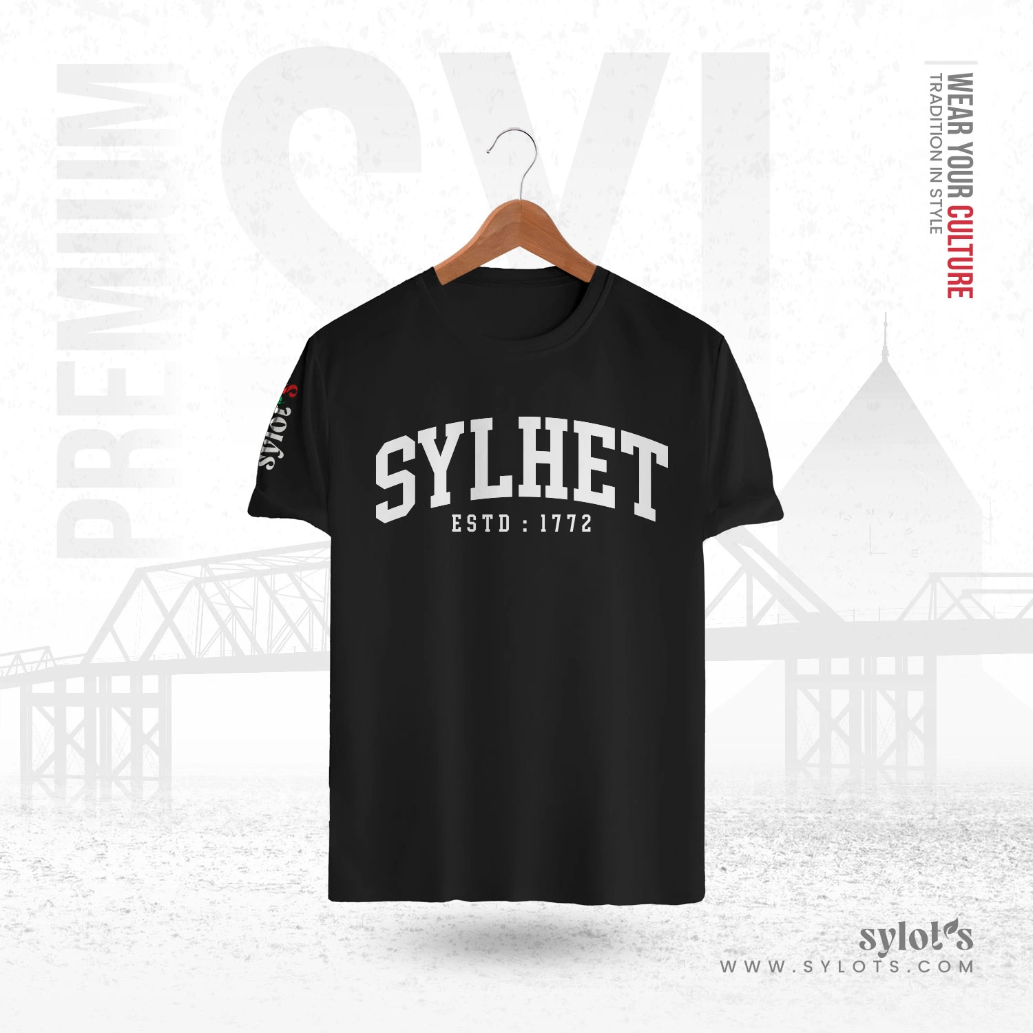 3 (4) Sylhet ESTD 1772  | Premium Black T-shirt - Image 1