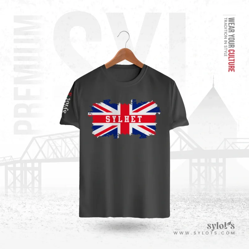 UK Flag ~ Sylhet ~ United Kingdom | Premium Gray T-shirt - Image 1