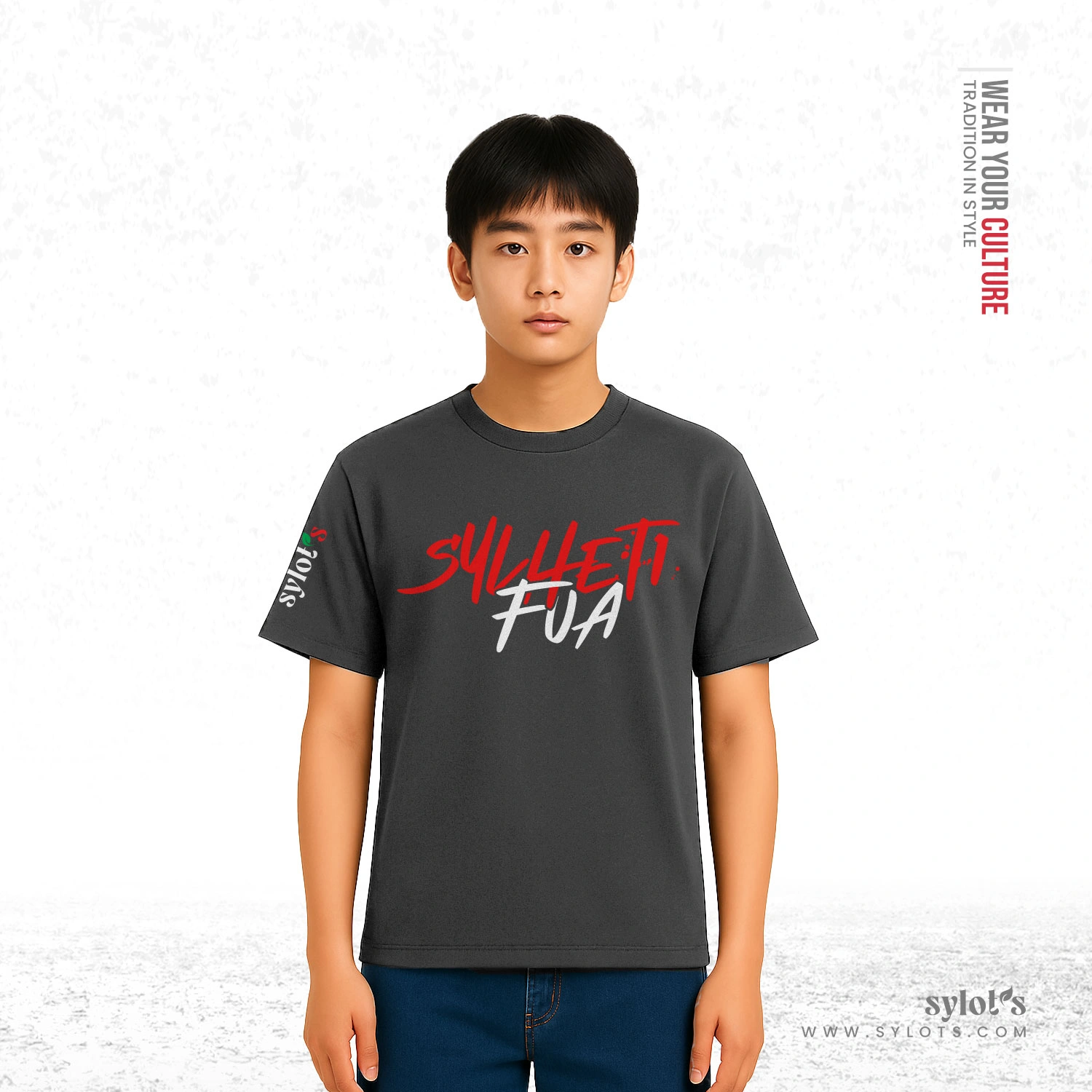4 (1) Sylheti Fua Typography | Premium Gray T-shirt - Image 2