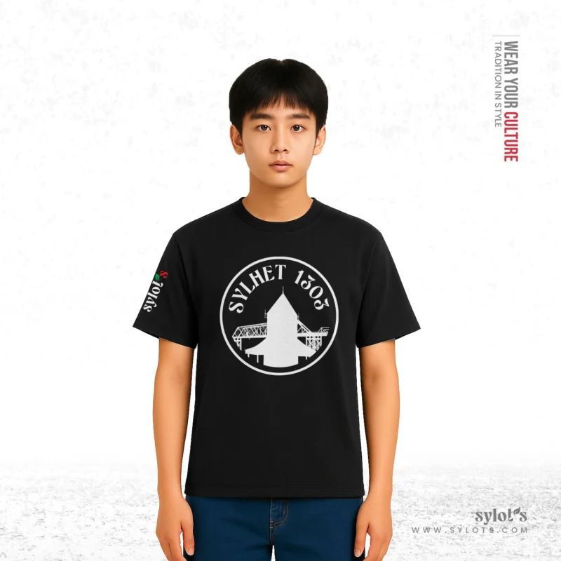 Sylhet 1303 Circle  | Premium Black T-shirt - Image 2