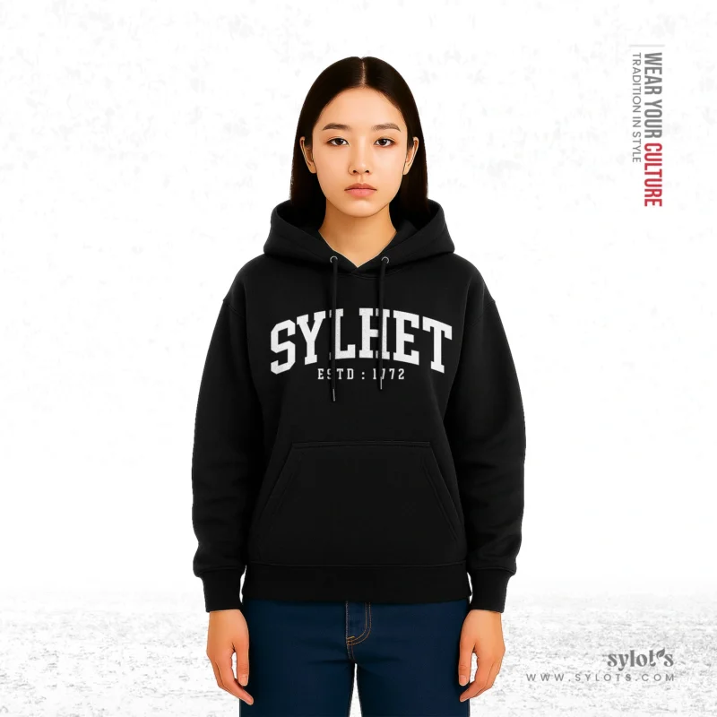 Sylhet ESTD 1772 | Premium Women Black Hoodie - Image 2