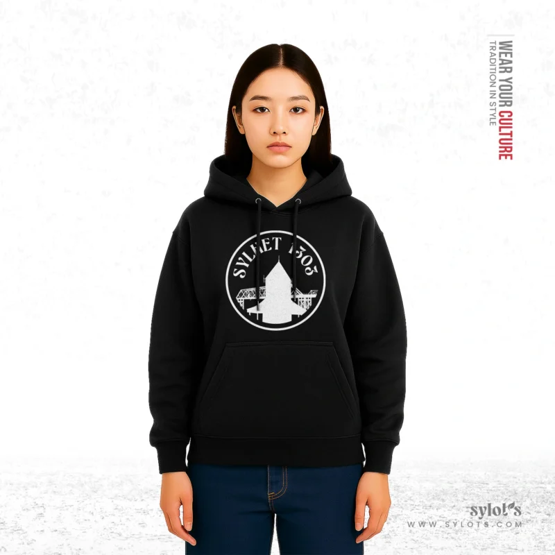 Sylhet 1303 Circle | Premium Women Black Hoodie - Image 2
