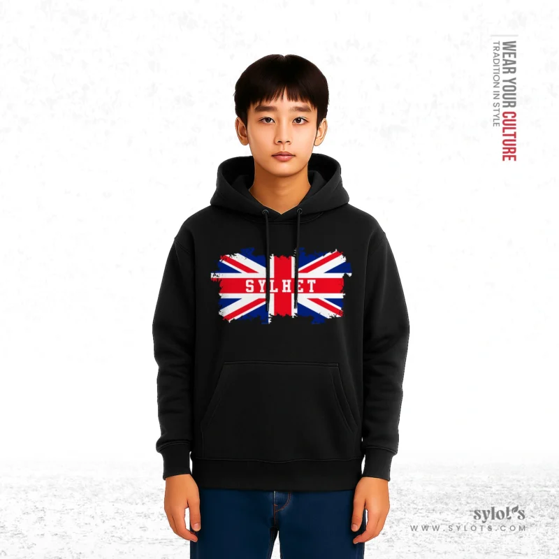 UK Flag ~ Sylhet ~ United Kingdom | Premium Black Hoodie - Image 2