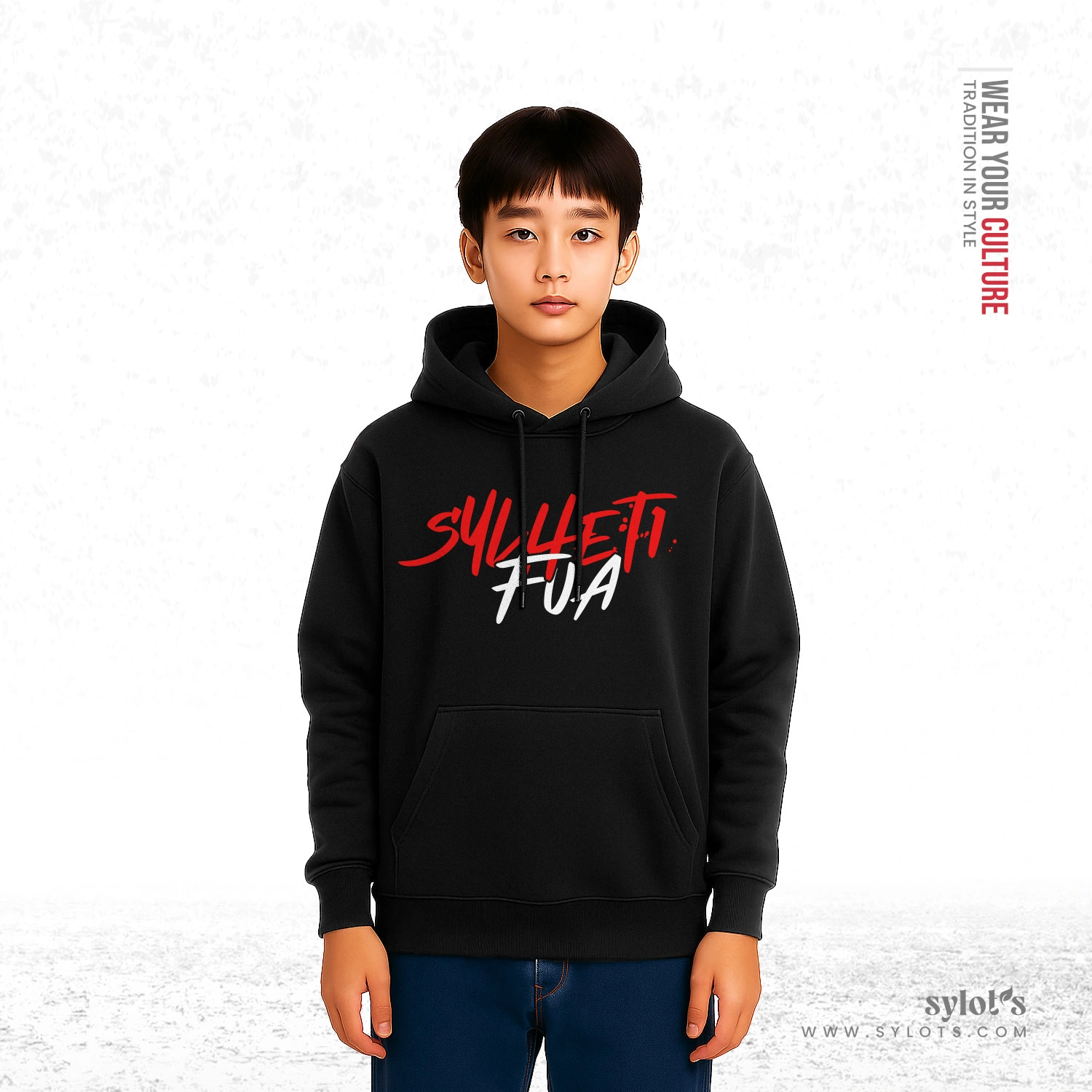 boy-06 Sylheti Fua | Personalized Premium Black Hoodie - Image 2