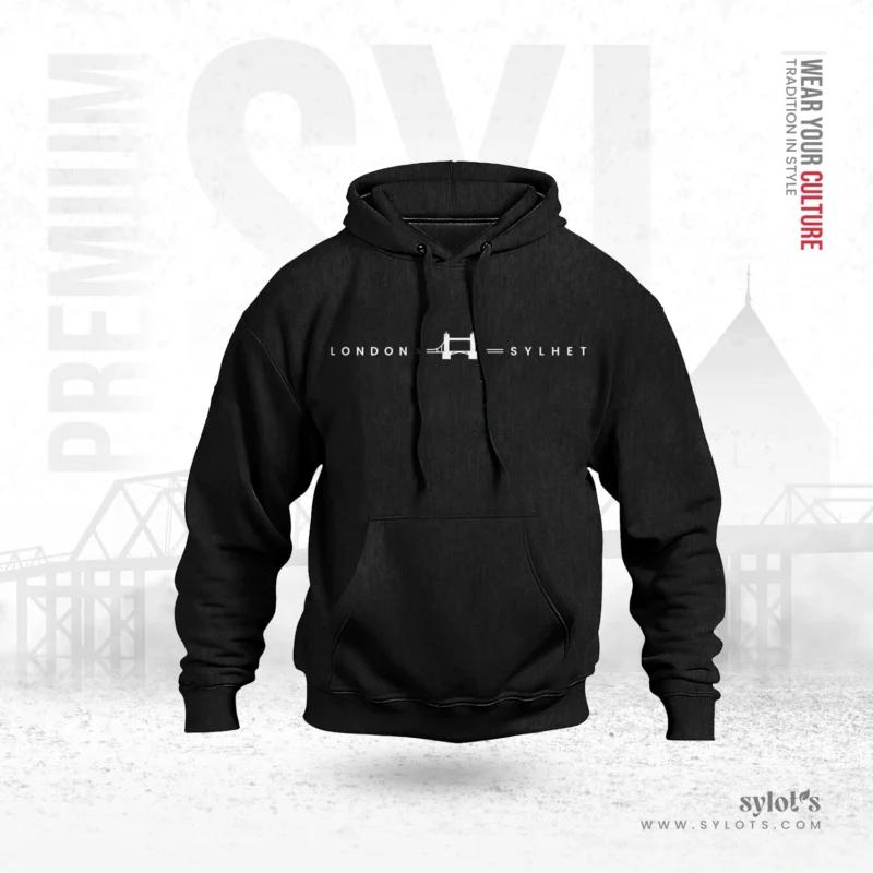 Sylhet ~ London | Tower Bridge | Premium Black Hoodie - Image 1