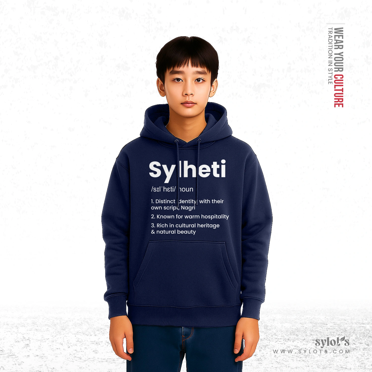 navy-boy-01 Sylheti /sɪlˈhɛti/ Definition | Premium Blue Hoodie - Image 2