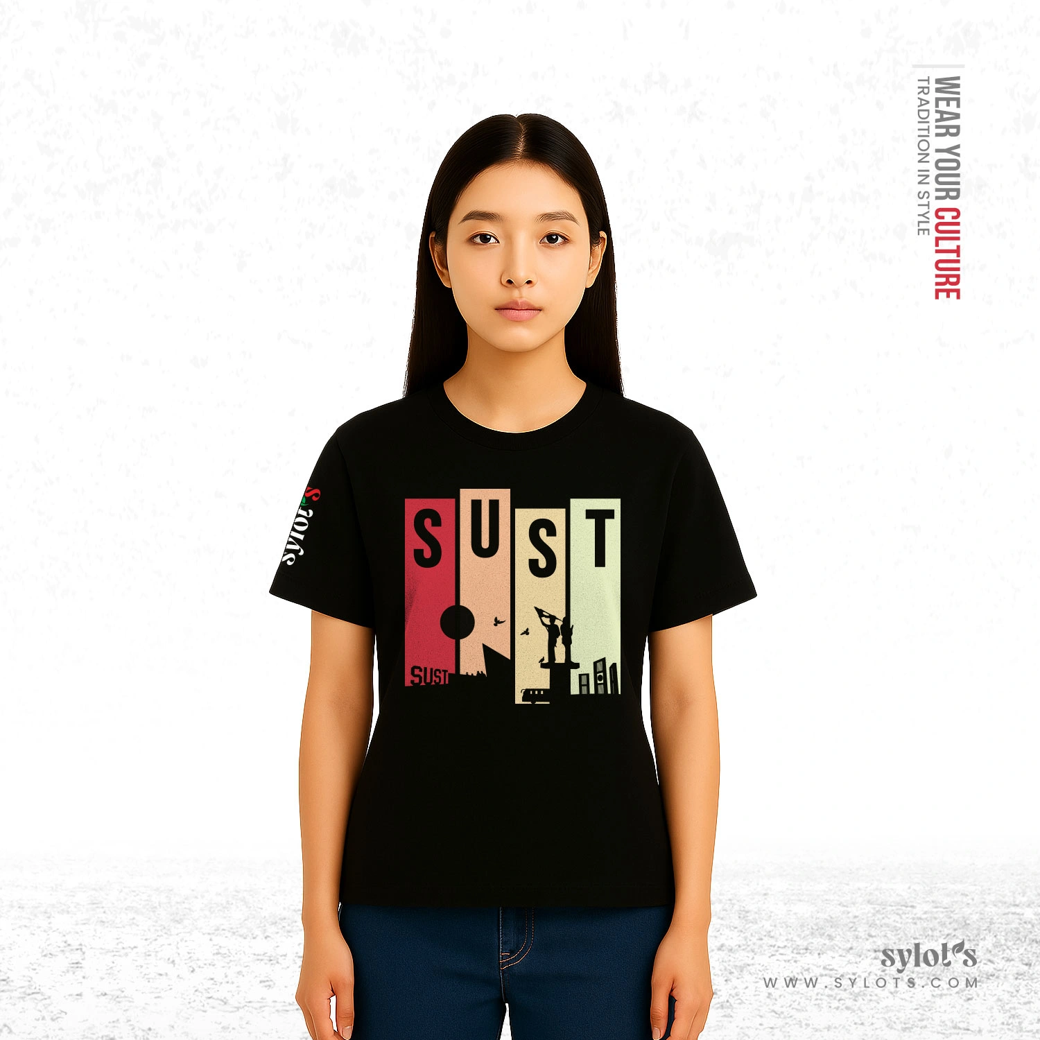 sust--t-shirt-women-01 SUST (Shahjalal University) | Premium Women Black T-shirt - Image 2