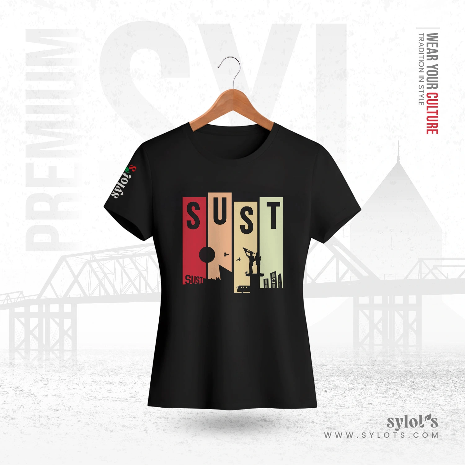 sust--t-shirt-women SUST (Shahjalal University) | Premium Women Black T-shirt - Image 1