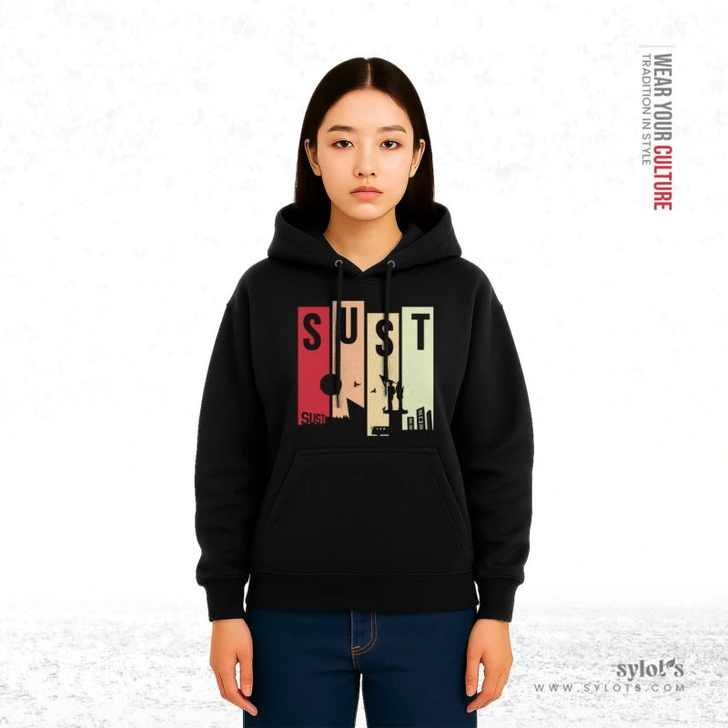 SUST (Shahjalal University) | Premium Women’s Black Hoodie - Image 2