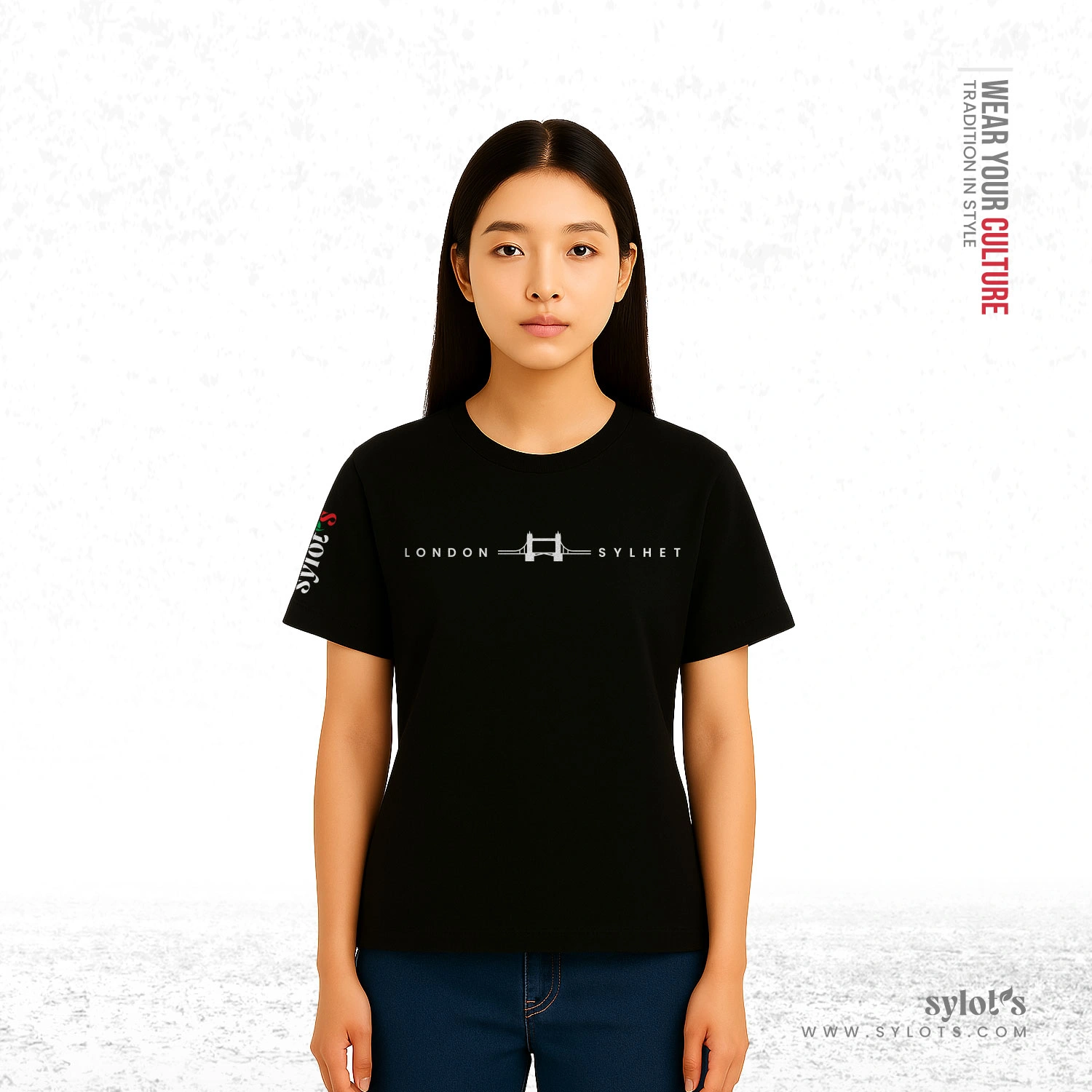 women-02 Sylhet ~ London | Tower Bridge | Premium Women Black T-shirt - Image 2