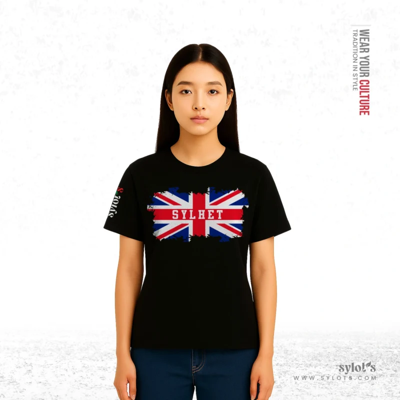 UK Flag ~ Sylhet ~ United Kingdom | Premium Women Black T-shirt - Image 2