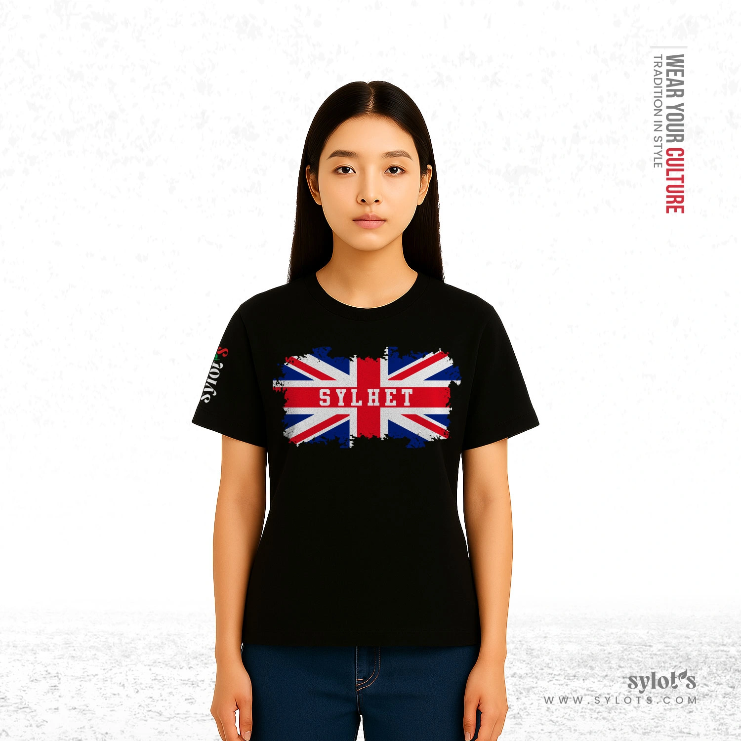 women-03 UK Flag ~ Sylhet ~ United Kingdom | Premium Women Black T-shirt - Image 2