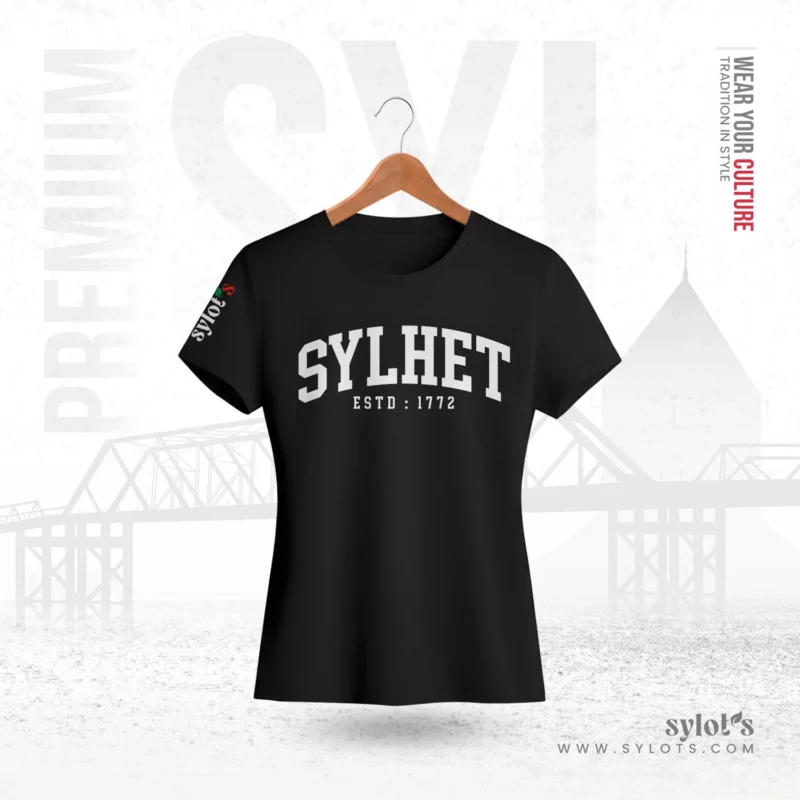 Sylhet ESTD 1772 | Premium Women Black T-shirt - Image 1