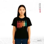 Sylhet Skyline Retro Vintage | Premium Women Black T-shirt - Image 2