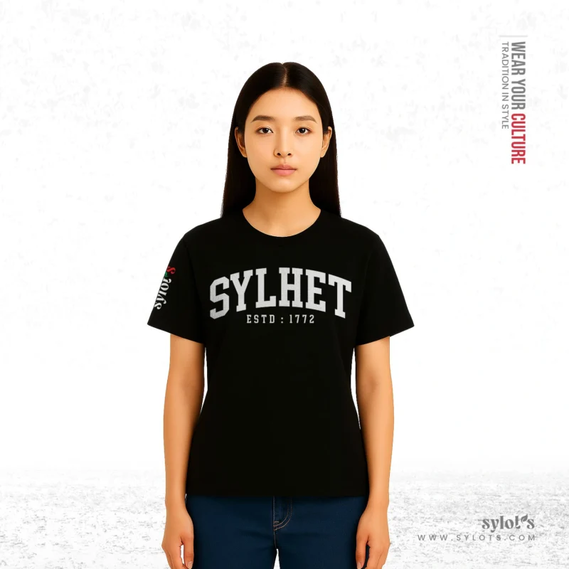 Sylhet ESTD 1772 | Premium Women Black T-shirt - Image 2
