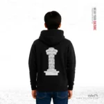 Cultural Script & Monument | Premium Men Black Hoodie - Image 3